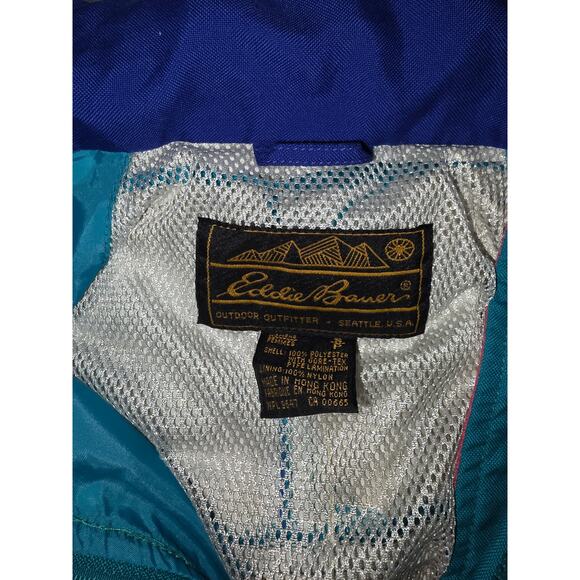 VTG 1990s Women's Small Eddie Bauer GoreTex Parka Windbreaker Jacket Blue Mesh - Picture 3 of 7